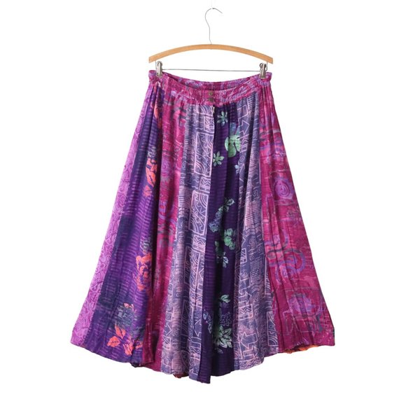 SOLD vintage wild thing wild woman batik panel maxi skirt 2X XXL plus boho - Picture 3 of 6